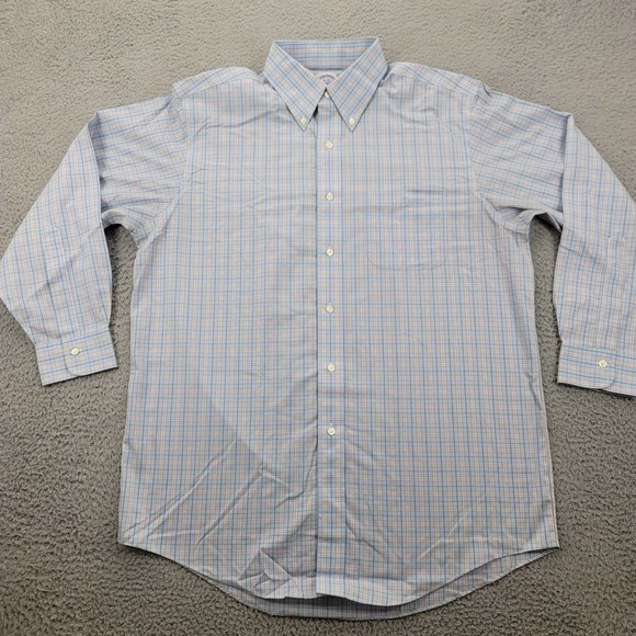 Brooks Brothers‎ 1818 Shirt Mens 16-32 Blue Plaid Button Down - Picture 1 of 10